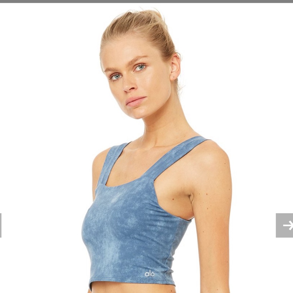 ALO Yoga Denim Acid Wash Bra Crop Top